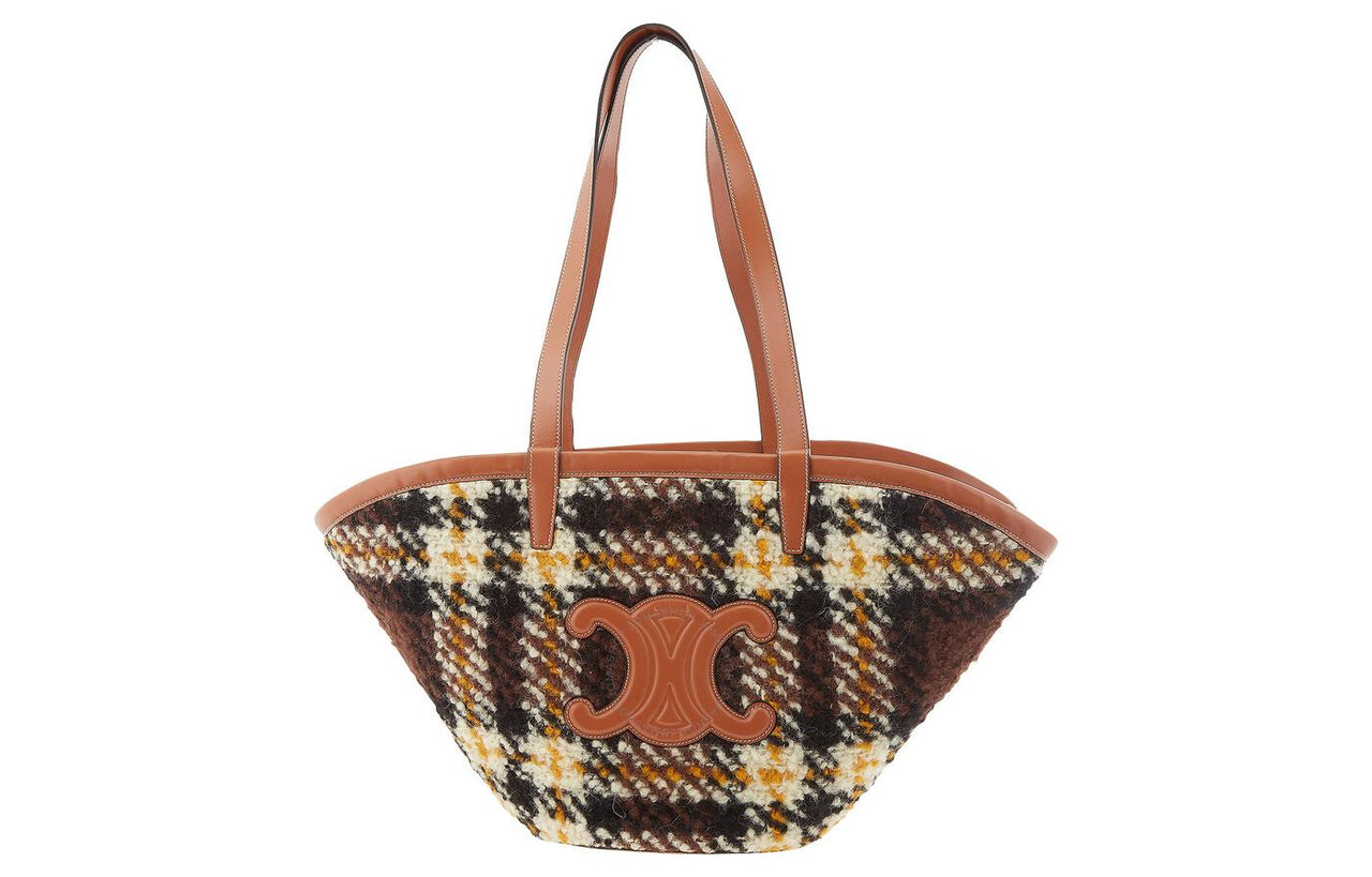 CELINE Fabric Shopping Bag Handbag Regular Women's Yellow