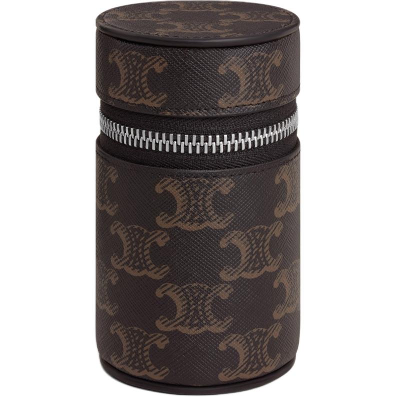 CELINE Cow Leather Camera Lens Bag Storage Bag Unisex Tan
