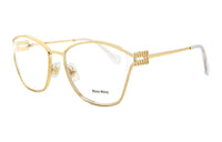 MIU MIU Metal Irregular Shape Eyeglass Frames Unisex Gold