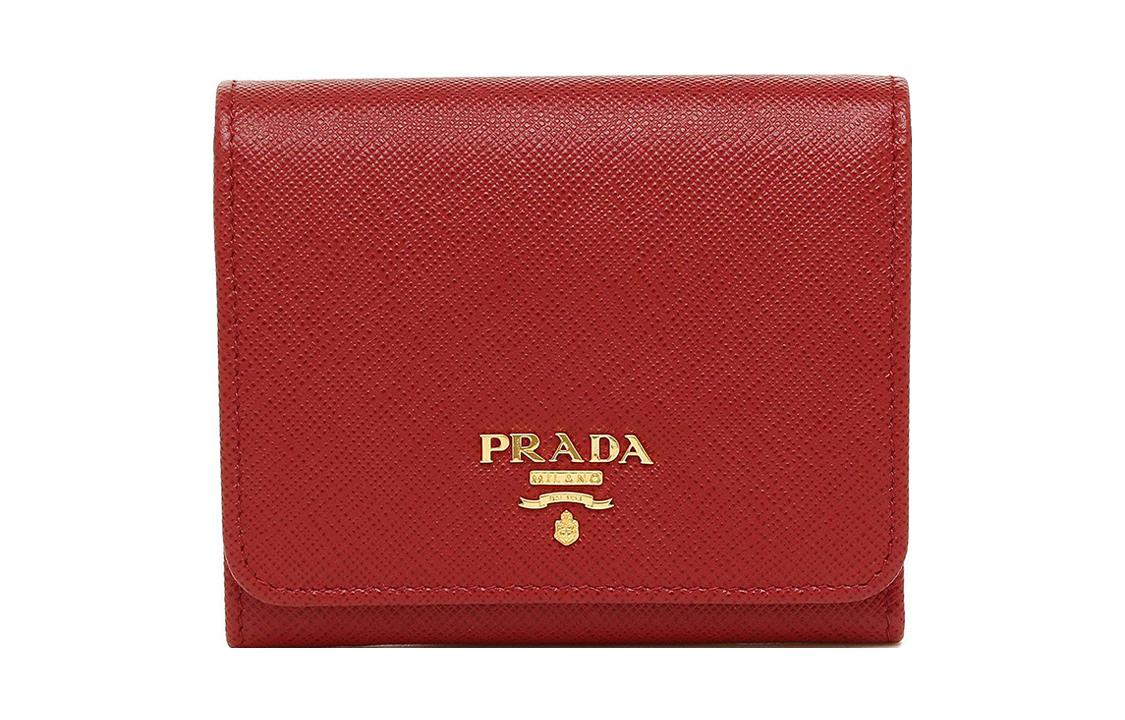 PRADA Cow Leather Coin Purses Wallets Regular Women's Red