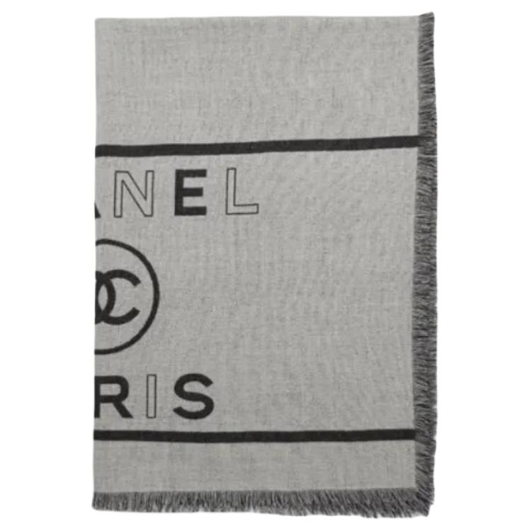 CHANEL Knit Scarves Unisex Gray