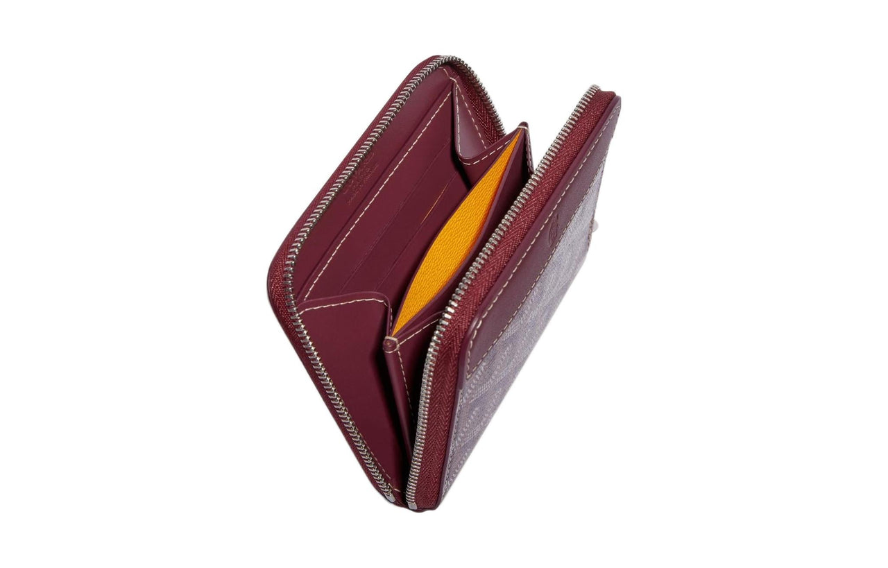 GOYARD MATIGNON Canvas With Leather Wallet Small Size Unisex Burgundy