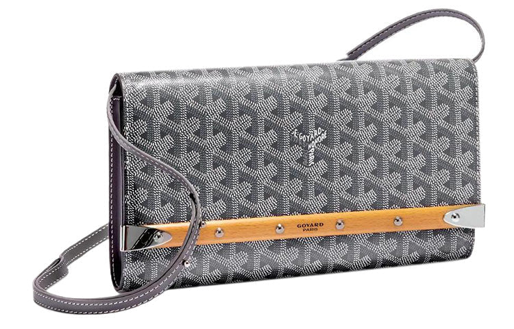 GOYARD MONTE-CARLO Canvas With Leather Clutches Crossbody Bags Small Size Women's Gray