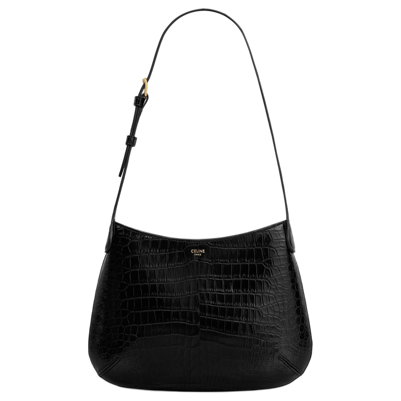 CELINE Crocodile Leather Crossbody Bag Shoulder Bag Women's Black