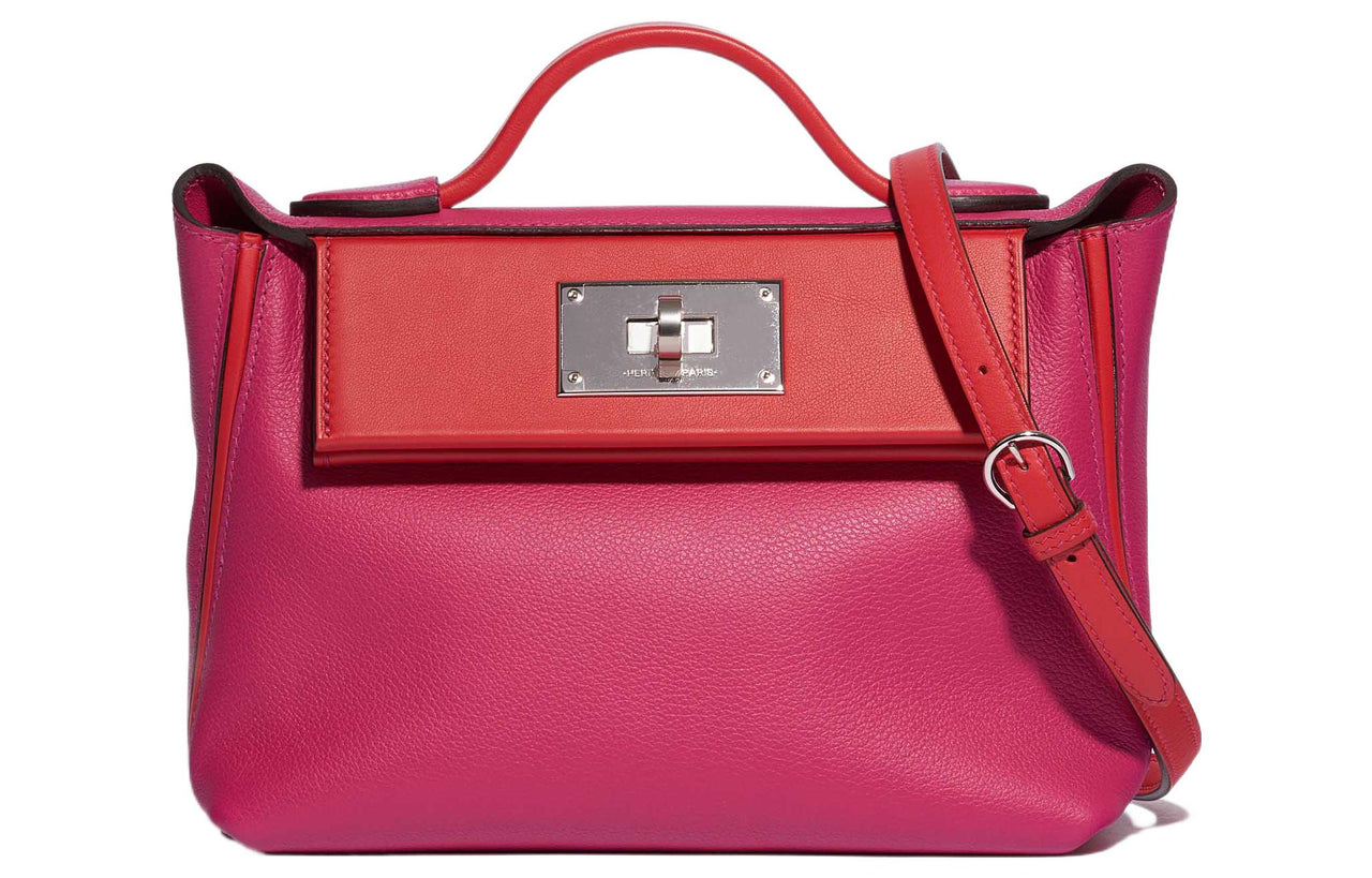 HERMES 24/24 Evercolor With Swift Calfskin Handbag Shoulder Bag Crossbody Bag Mini Women's Pink