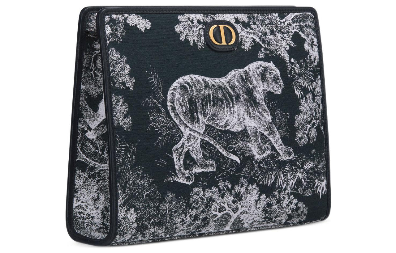 DIOR 30 Montaigne Reverse Yuji Print Clutch Medium Size Women's White/Blue