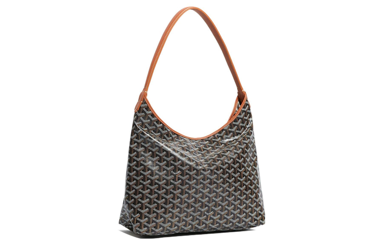 GOYARD Bohème Hobo Canvas With Leather Shoulder Bag Combo Bag Shoulder Bags Women's Brown And Light Green Heart Shaped