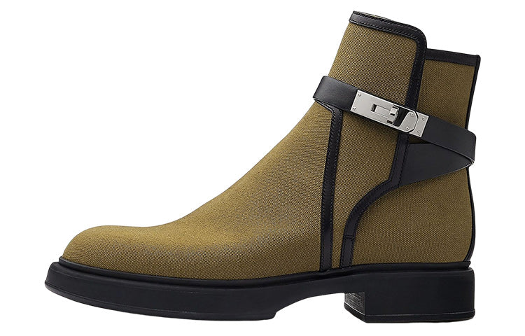 HERMES Veo Ankle Boots Men's Green