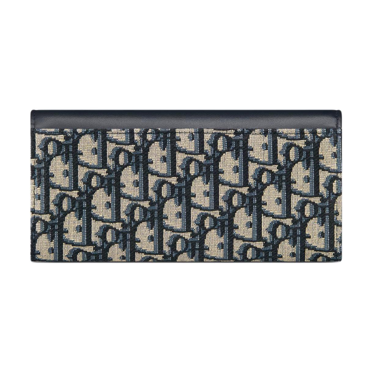 DIOR 30 Montaigne Cotton Wallet Women's Black & Blue