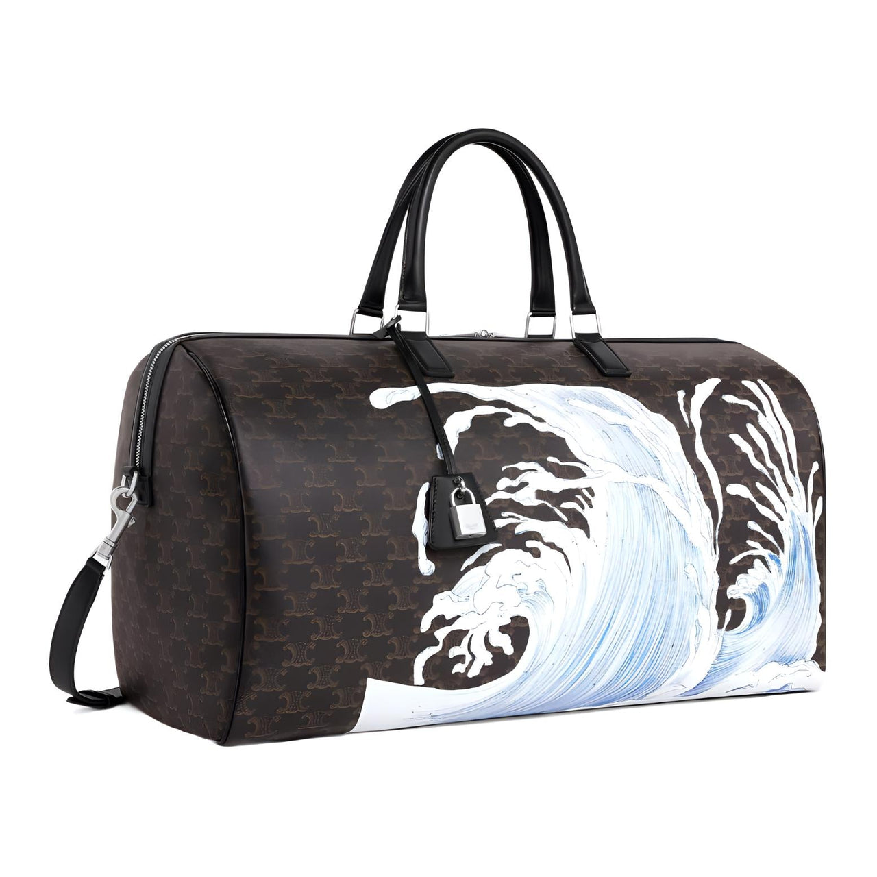 CELINE DAVID WEISS Collaboration Canvas With Calfskin Portable Travel Bag Large Size Men's Black