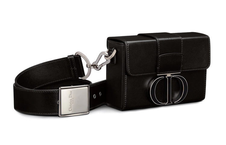 DIOR 30 Montaigne Smooth Finish Cow Leather Shoulder Bag Crossbody Bag Women's Black