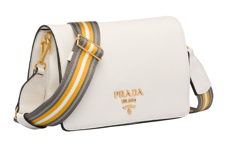 PRADA Cahier Leather Messenger Bag Shoulder Bag Crossbody Bag Women's White