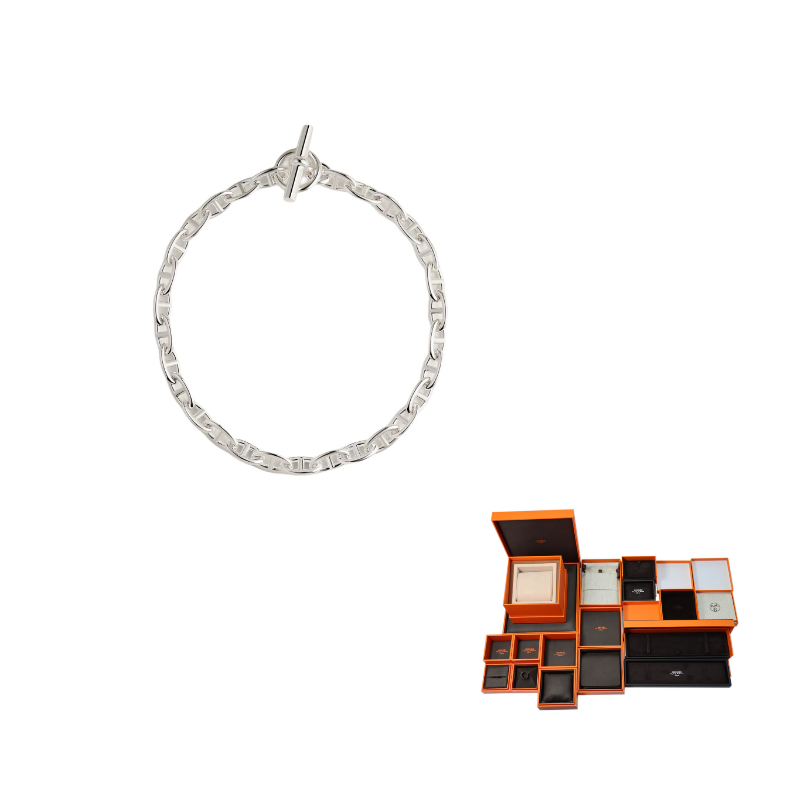 HERMES 925 Sterling Silver Necklaces Women's Silver