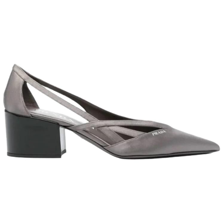 PRADA Chunky Heel High Heels 5.5cm Women's Gray