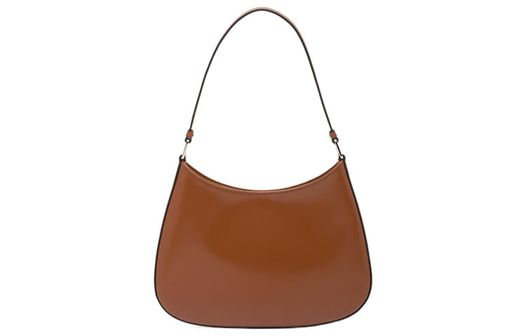 PRADA Cleo Shiny Leather Crescent Bag Shoulder Handbag Regular Women's Brown
