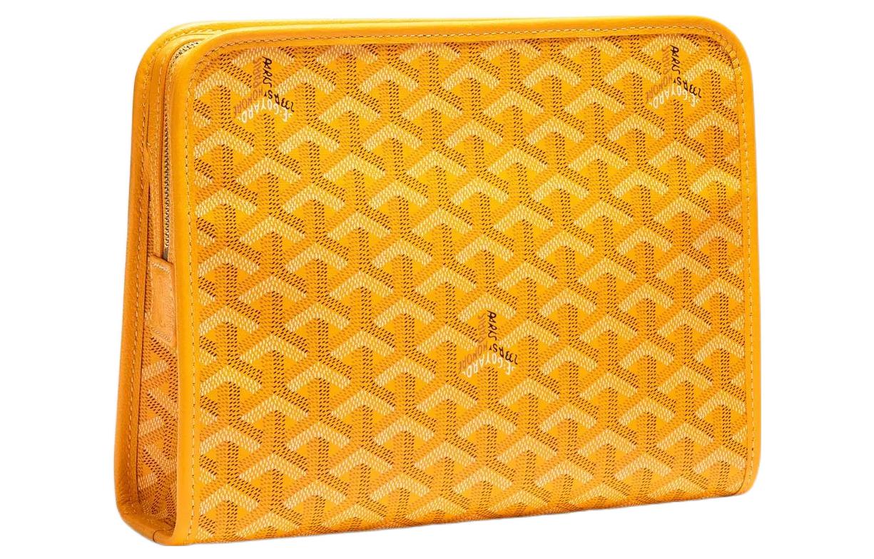 GOYARD JOUVENCE Canvas With Leather Travel Storage Bags Handheld Toiletry Bags Medium Size Unisex Yellow