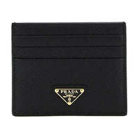 PRADA Saffiano Leather Card Holder Small Size Women's Black