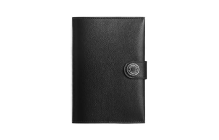 HERMES R.M.S Evergrain Calfskin Passport Holder Men's Noir Black