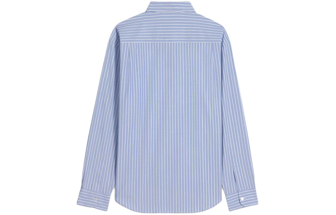 CELINE Cambridge Striped Chambray Cotton Shirt Bleu/Blanc