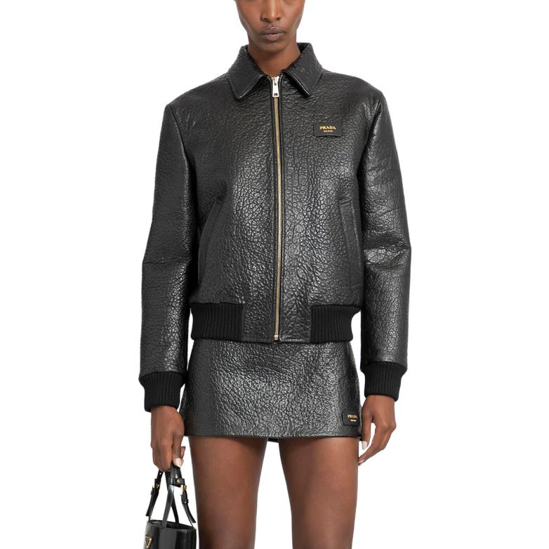 PRADA Crocodile-embossed Leather Jacket