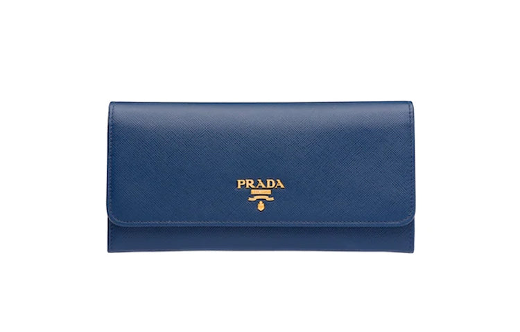PRADA Cowhide Leather Wallet Women's Cornflower Blue