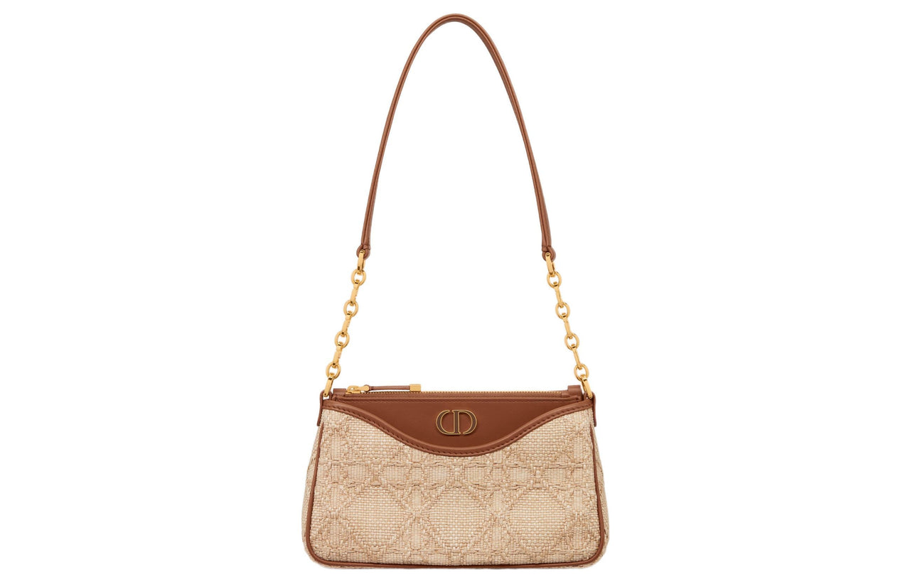 DIOR 30 Montaigne Raffia Grass Handbag Shoulder Bag Women's Natural
