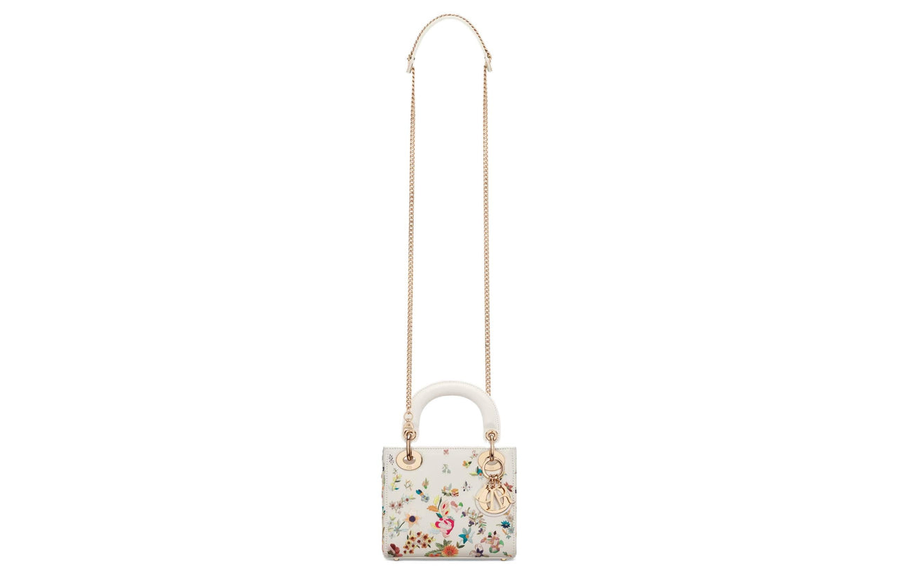 DIOR Lady Dior Cow Leather Dior Bag Shoulder Bag Crossbody Bag Handbag Mini Women's White/Multicolor