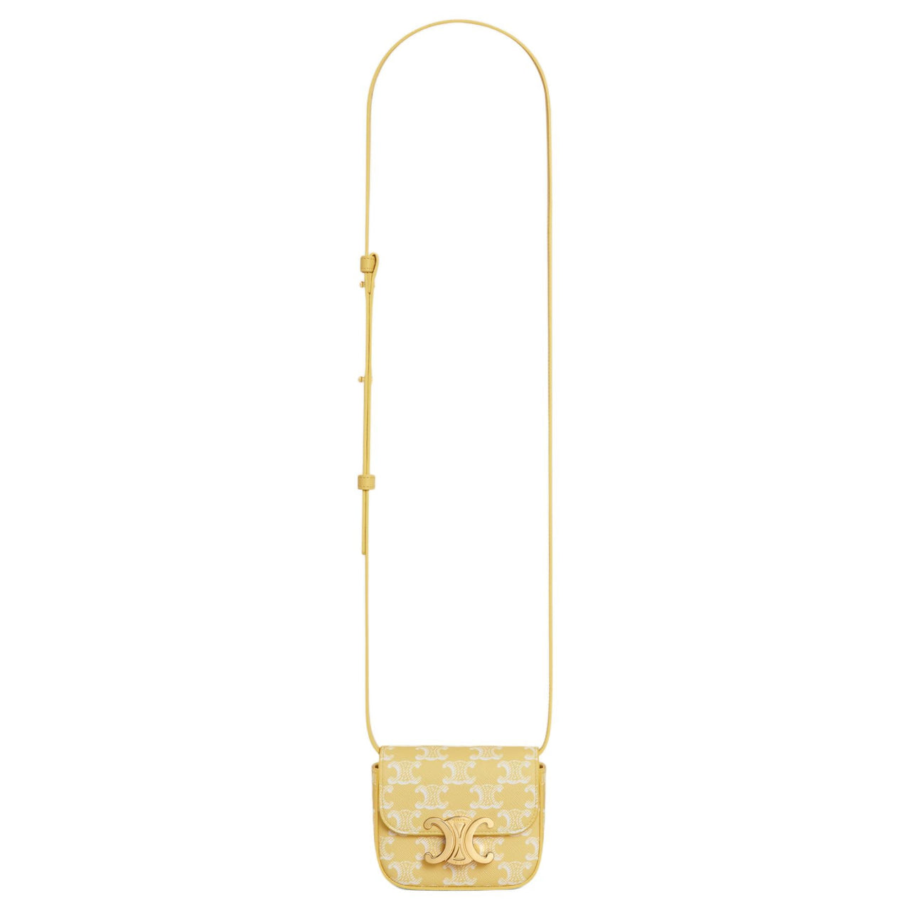 CELINE Canvas With Calfskin Shoulder Bag Crossbody Bag Mini Women's Bright Yellow