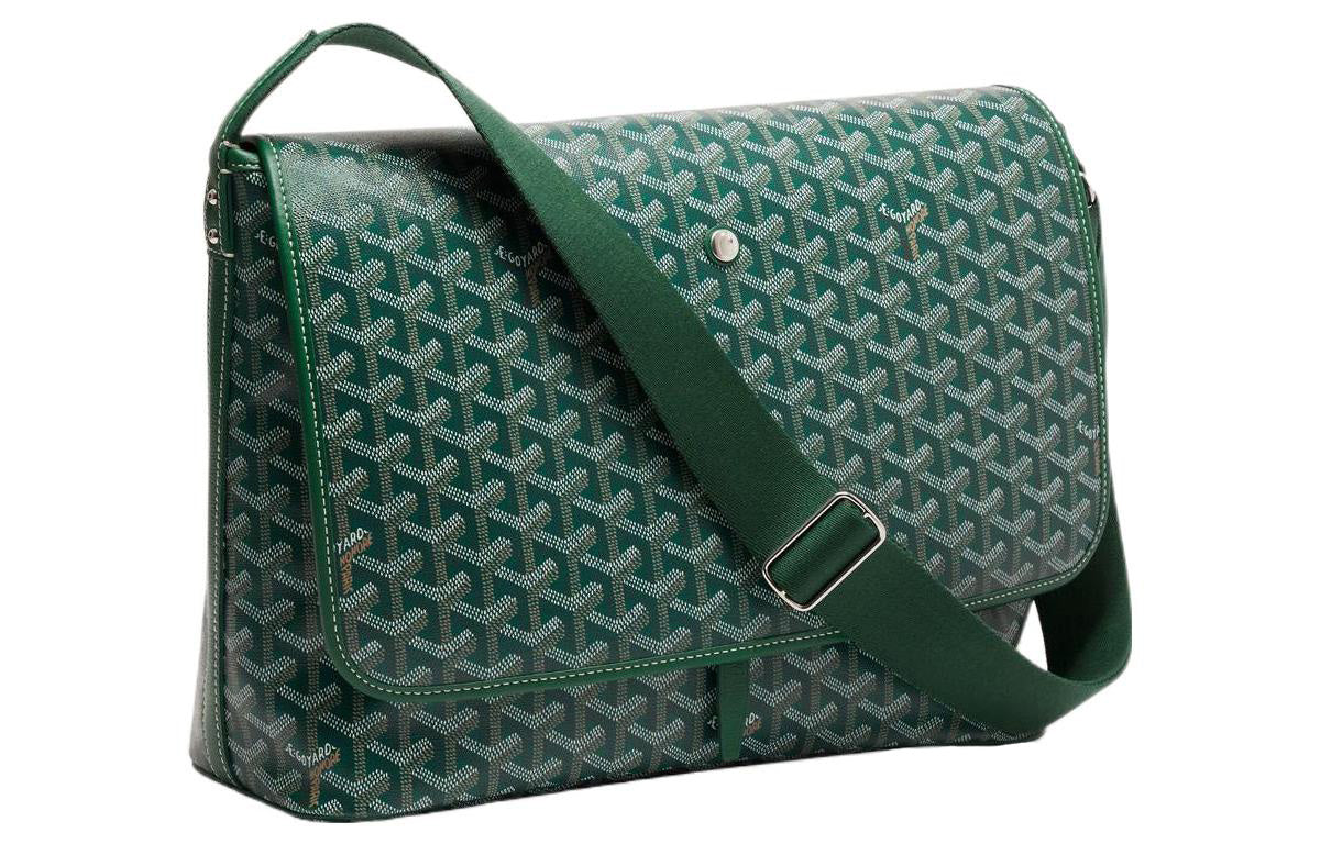GOYARD CAPETIEN Canvas With Leather Envelope Bag, Messenger Bag, Shoulder Bag, Crossbody Bag Medium Size Unisex Green