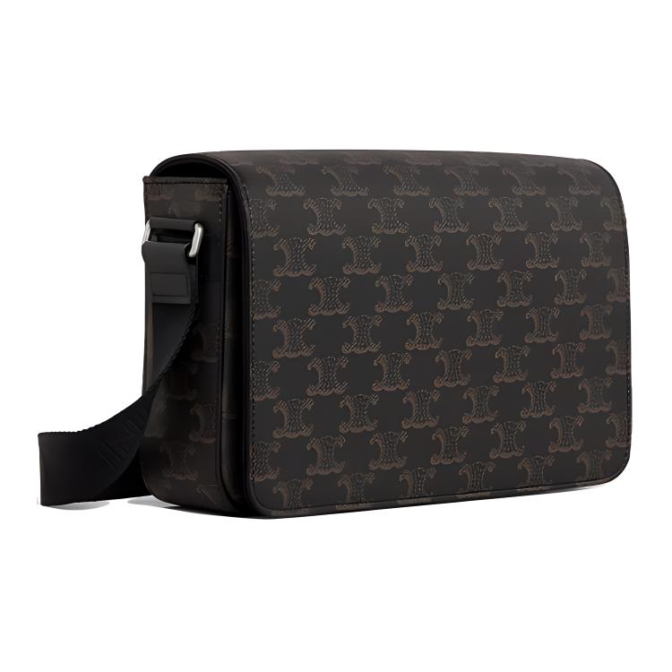 CELINE Cow Leather Messenger Bag Shoulder Bag Crossbody Bag Men's Black