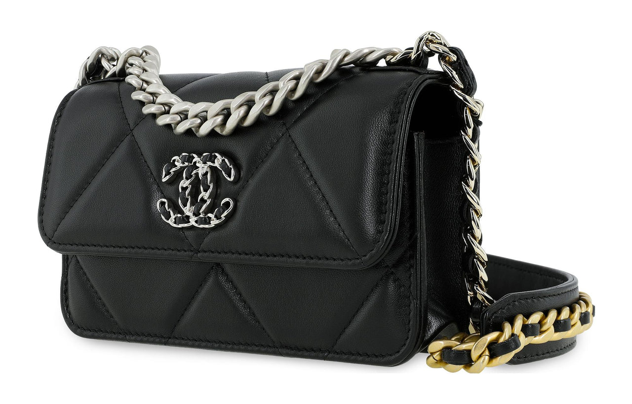 CHANEL 19Bag Sheepskin Shoulder Bag Crossbody Bag Regular Women's Black