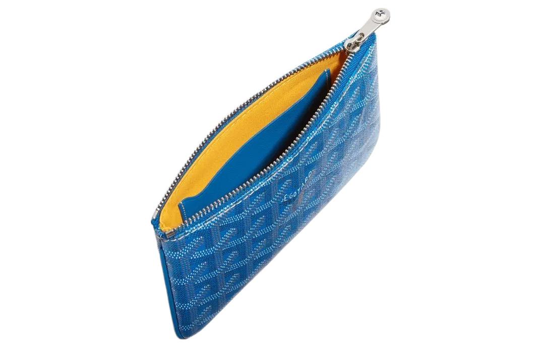 GOYARD SENAT Canvas With Calfskin Wallet Card Holder Clutch Mini Unisex Blue