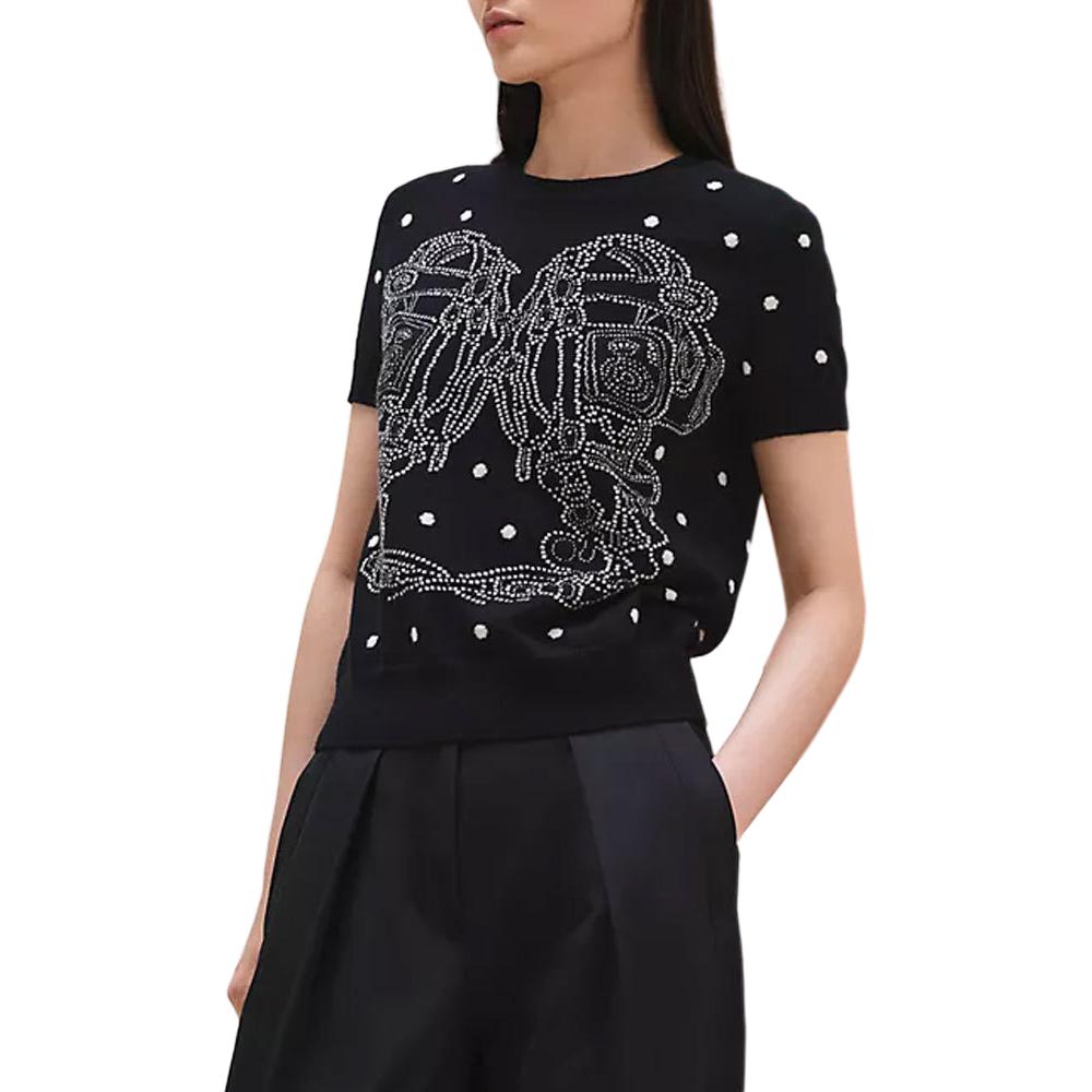 HERMES Cashmere Sweater Women's Blue Black