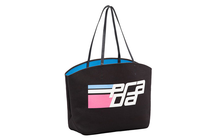 PRADA Canvas Tote Shoulder Bag Women's Black