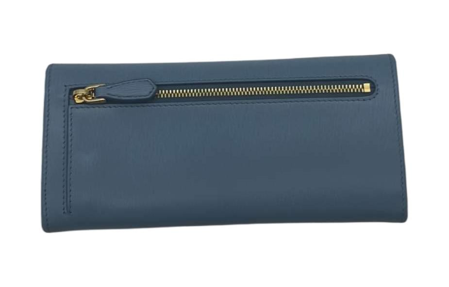 PRADA Calfskin Wallet Women's Blue