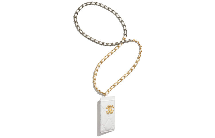 CHANEL 19Bag Lambskin Card Holder Women's White
