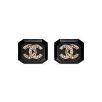 CHANEL Resin Stud Earrings Women's Black