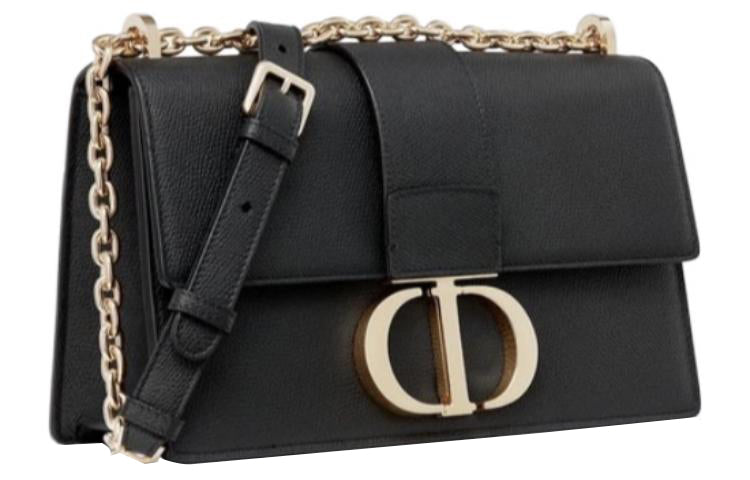 DIOR 30 Montaigne Embossed Grain Texture Cow Leather Monsta Bag Box Bag Shoulder Bag Crossbody Bag Women's Black