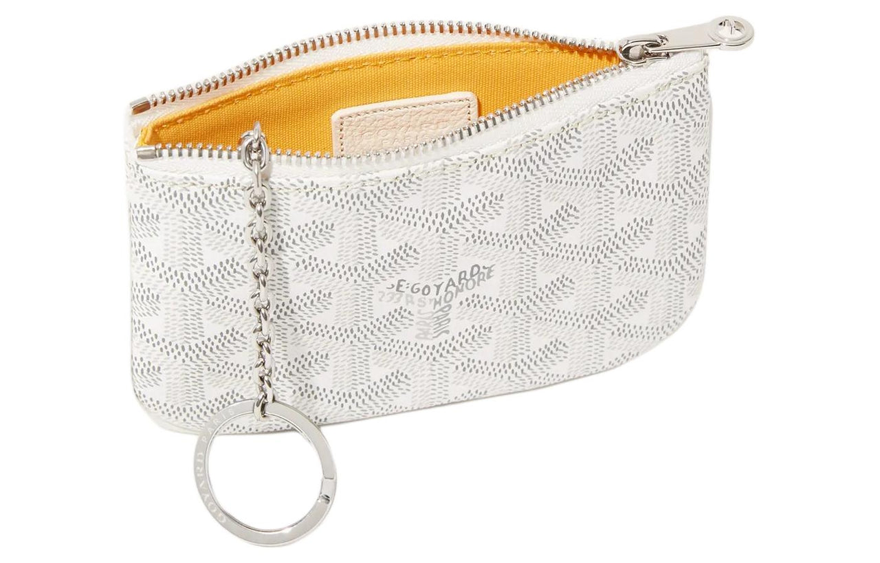 GOYARD Canvas With Calfskin Key Pouch Nano Unisex White