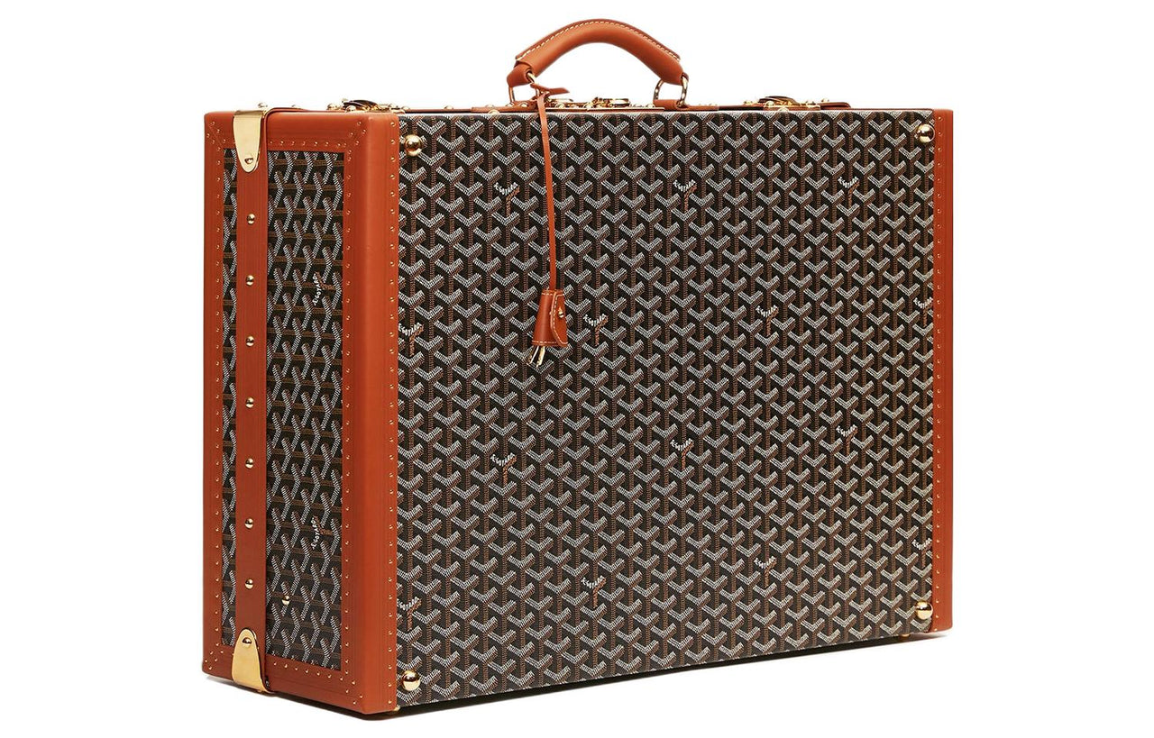GOYARD Grand Hôtel Canvas With Leather Hard Case Handbag Unisex Brown