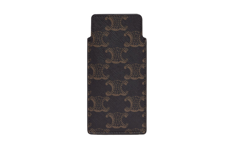 CELINE Cow Leather Storage Bag Small Size Unisex Black/Tan