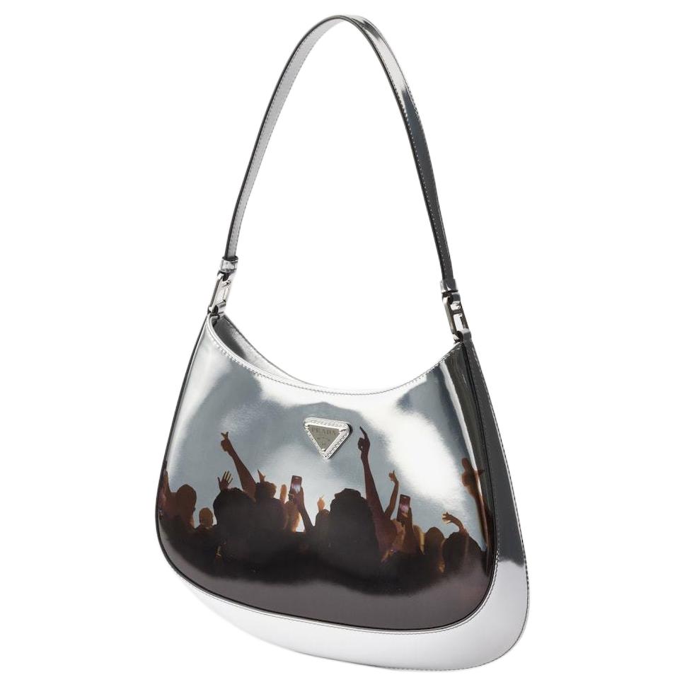 PRADA Cleo Cow Leather Shoulder Bag Regular Women's Silver