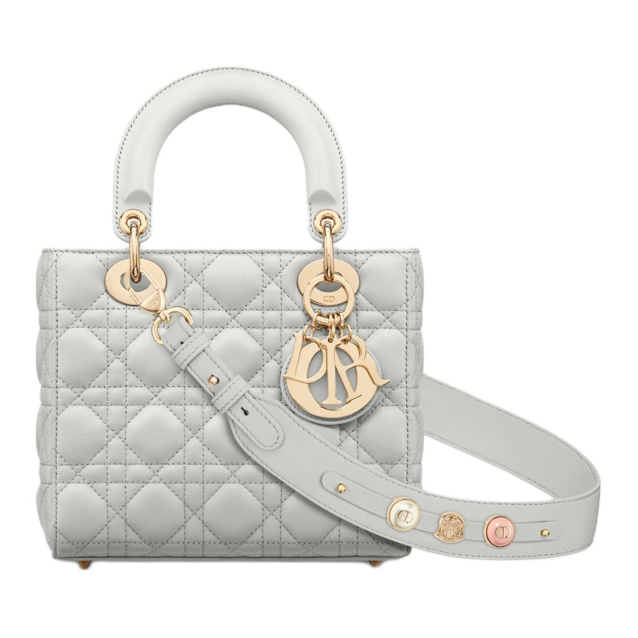 DIOR Lady Dior Wicker Pattern Lambskin Lady Dior Bag, Shoulder Bag, Crossbody Bag, Handbag Trumpets Women's Cloud Gray
