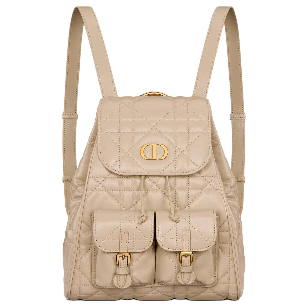 DIOR Caro Sheepskin Backpack Medium Size Women's Rouge Beige