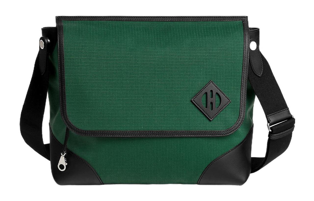 HERMES Allback Bivouac Canvas With Swift Calfskin Courier Bag Shoulder Bag Crossbody Bag Regular Men's Green Black