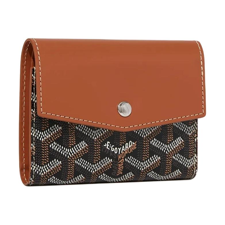 GOYARD Goyardine Canvas With Vauzelles Calfskin Wallet Unisex Brown