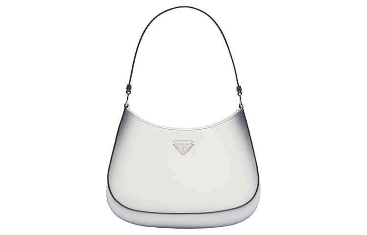 PRADA Cleo Brushed Leather Handbag, Shoulder Bag Women's White Gradient