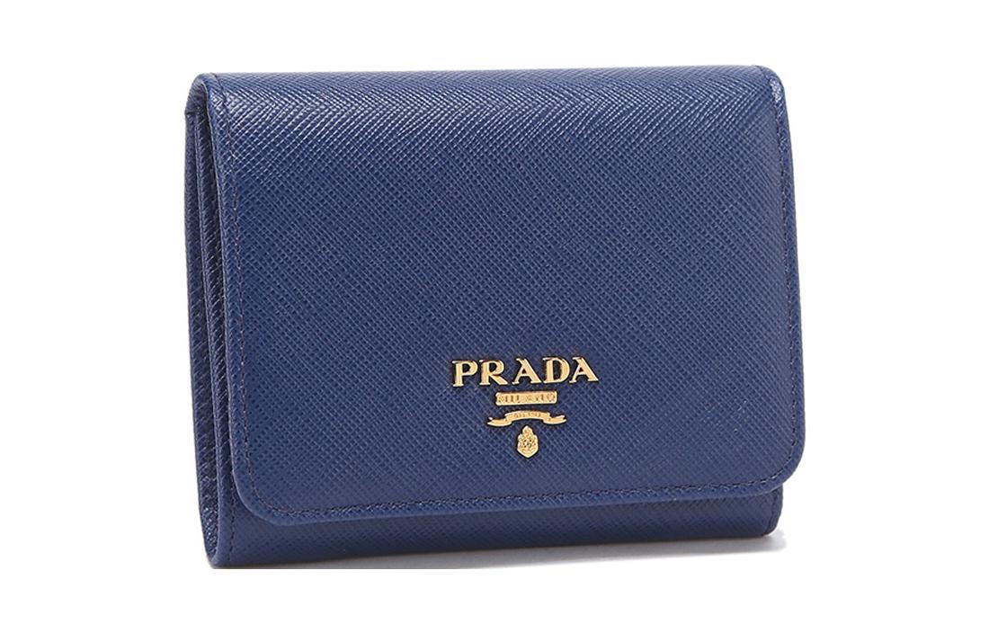 PRADA Cow Leather Wallets Coin Purses Women's Cornflower Blue