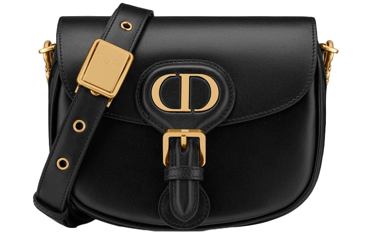 DIOR Cow Leather Shoulder Bag Crossbody Bag Small Size Women's Black