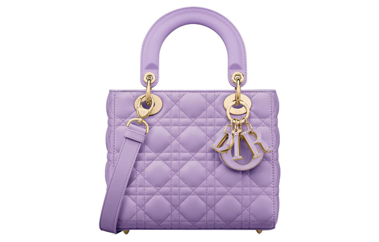 DIOR Lady Dior Sheepskin Dior Bag Shoulder Bag Crossbody Bag Handbag Small Size Women's Light Purple